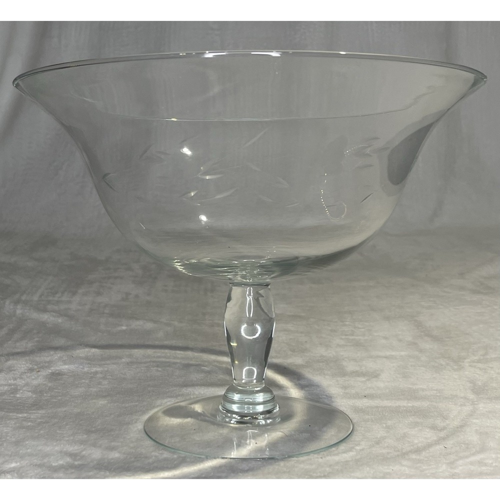 Vintage Princess House Heritage Crystal Compote Pedestal Bowl 11"X9" Centerpiece
